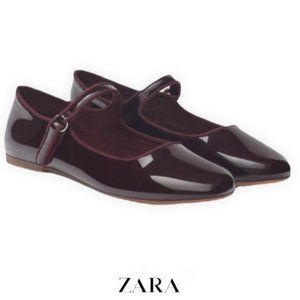 Zara Kids Maroon Patent Finish Ballet Flats